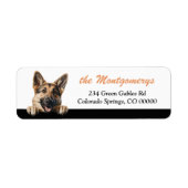 Cute Peeking German Shepherd Dog Return Address ラベル (正面)