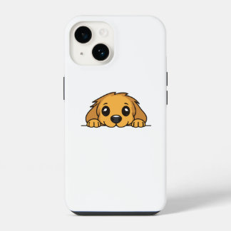 Cute Peeking Golden Retriever Puppy iPhone 14 Case 14ケース