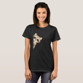 Cute Peeking Raccoon Graphic Shirt Tシャツ