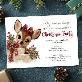 Cute peeking reindeer Xmas invite editable file 招待状