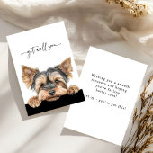 Cute Peeking Yorkie Script Get Well Soon カード