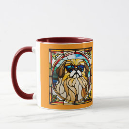 Cute Pekingese Stained Glass Coffee Mug マグカップ