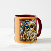 Cute Pekingese Stained Glass Coffee Mug マグカップ (正面右)