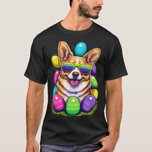 Cute Pembroke Welsh Corgi Easter Eggs Dog Costume Tシャツ (正面)