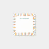 Cute Pencil Border Custom Name Teacher Gift ポストイット (正面)