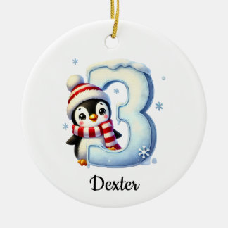Cute Penguin 3rd Christmas Ornament  セラミックオーナメント