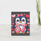 Cute Penguin 67 Six Seven Valentine Hearts 6 7 Mem カード (正面)