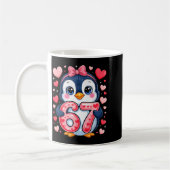 Cute Penguin 67 Six Seven Valentine Hearts 6 7 Mem コーヒーマグカップ (左)