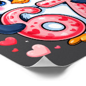 Cute Penguin 67 Six Seven Valentine Hearts 6 7 Mem ポスター (角)