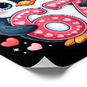 Cute Penguin 67 Six Seven Valentine Hearts 6 7 Mem ポスター (角)