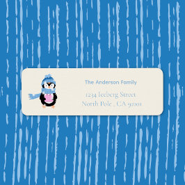 Cute Penguin and Gift Holiday Return Address Label ラベル