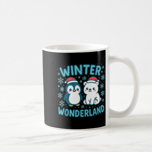 Cute Penguin And Lar Bear Winter Wonderland Christ コーヒーマグカップ (右)