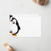 Cute Penguin Black and White Blank  ノートカード (正面/裏面インサイチュ)