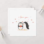 Cute Penguin Card - For Anniversary I Love You カード (正面/裏面インサイチュ)