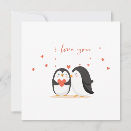 Cute Penguin Card - For Anniversary I Love You カード (正面)
