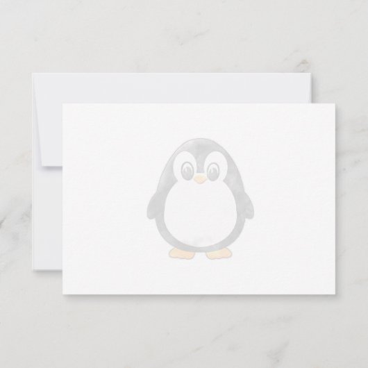 Cute Penguin Cartoon Custom Monogram ノートカード (裏面)