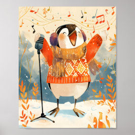 Cute Penguin Christmas Animal Nursery Art Print  ポスター