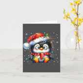Cute Penguin Christmas Lights Penguins Lover Girls カード (黄色い花)