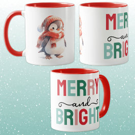 Cute penguin christmas merry and bright マグカップ