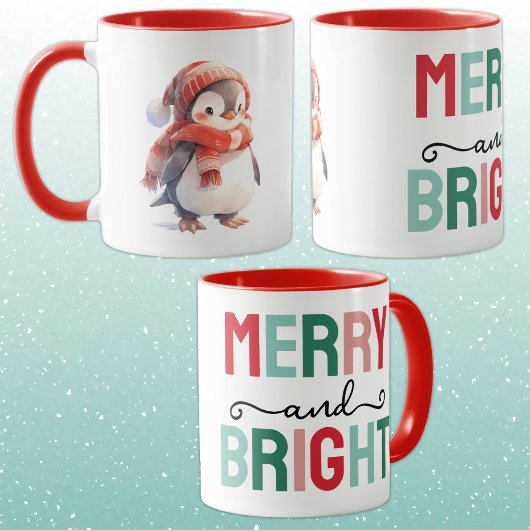 Cute penguin christmas merry and bright マグカップ