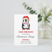 Cute Penguin | Christmas Party Save The Date  案内ポストカード (スタンド正面)