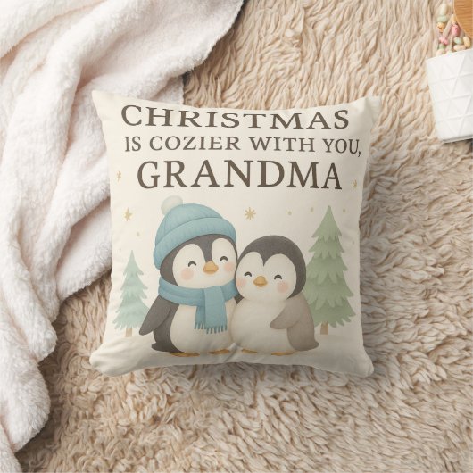 Cute Penguin Christmas Pillow for Grandma – Gift クッション (ブランケット)
