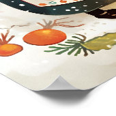 Cute Penguin Cooking Watercolor Winter Nursery ポスター (角)