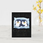 Cute Penguin Cuddle Cozy Sleep Matching Couple  カード (黄色い花)