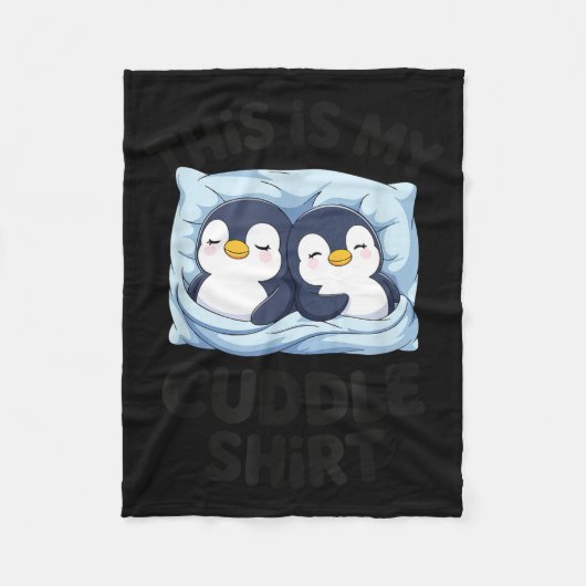 Cute Penguin Cuddle Cozy Sleep Matching Couple  フリースブランケット (正面)