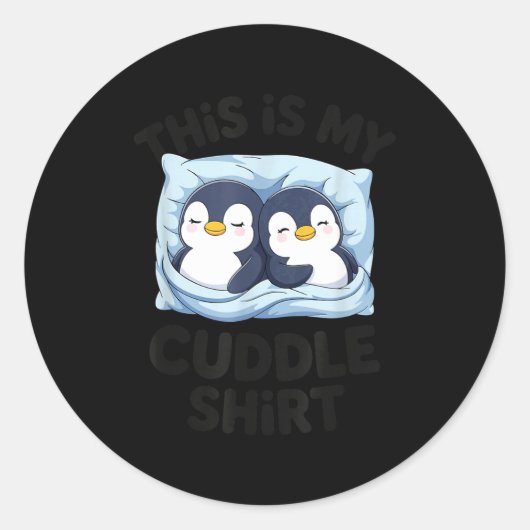 Cute Penguin Cuddle Cozy Sleep Matching Couple  ラウンドシール (正面)