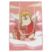 Cute Penguin Cupid Galentine Gift Bag ミディアムペーパーバッグ (裏面)