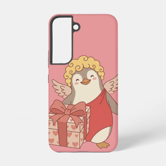 Cute Penguin Cupid Galentine Phone Case - Samsung Samsung Galaxyケース (裏面)