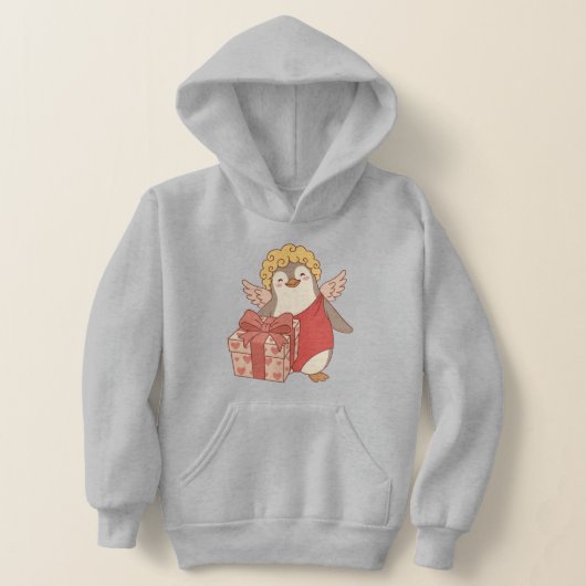 Cute Penguin Cupid Galentine Pullover Hoodie (レイダウン)