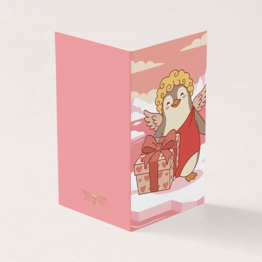 Cute Penguin Cupid Mini Valentine Cards for Kids (外部)