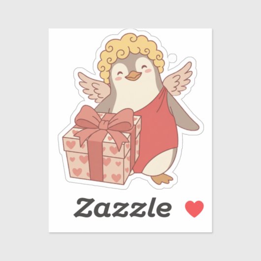 Cute Penguin Cupid Valentine Vinyl Sticker シール (シート)