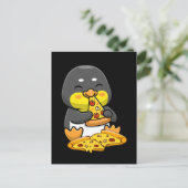 Cute Penguin eating Pizza ポストカード (スタンド正面)