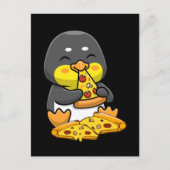 Cute Penguin eating Pizza ポストカード (正面)