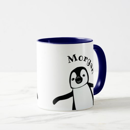 Cute Penguin Fun Name Personalized マグカップ (正面右)