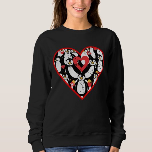 Cute Penguin Heart Love Animal  For Women Men スウェットシャツ (正面)
