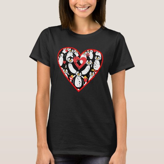 Cute Penguin Heart Love Animal  For Women Men Tシャツ (正面)