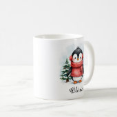 Cute Penguin in Sweater Custom Name Mug コーヒーマグカップ (正面右)