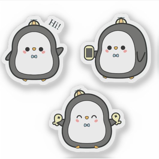 Cute Penguin Kawaii Sticker Set シール (正面)