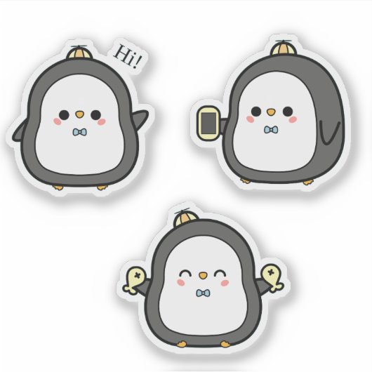 Cute Penguin Kawaii Sticker Set シール (正面)