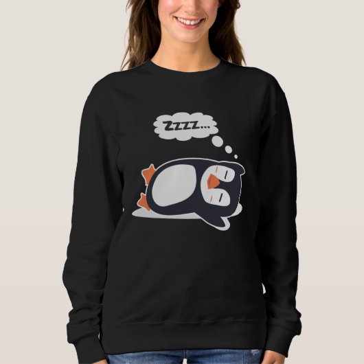 Cute Penguin Lazy Sleeping arctic Bird スウェットシャツ (正面)