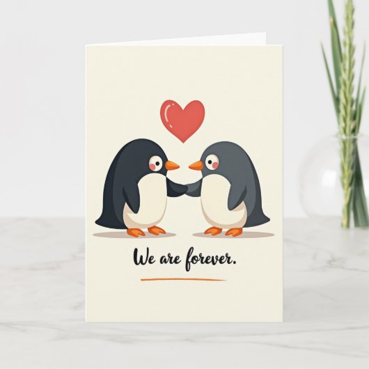 Cute Penguin Love Forever Card カード (正面)