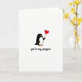 Cute Penguin Love Heart Card カード (黄色い花)