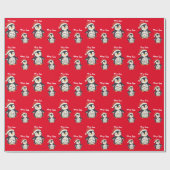 Cute penguin Merry Christmas tree winter Xmas ラッピングペーパー (フラット)
