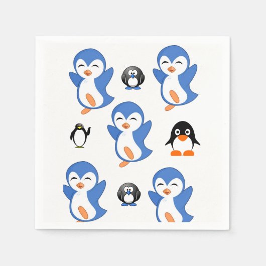 Cute Penguin Paper Napkins スタンダードカクテルナプキン (正面)