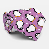 Cute penguin pattern Purple pattern ネクタイ (ロール)