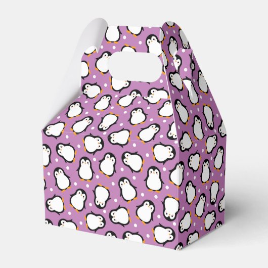 Cute penguin pattern Purple pattern フェイバーボックス (正面サイド)